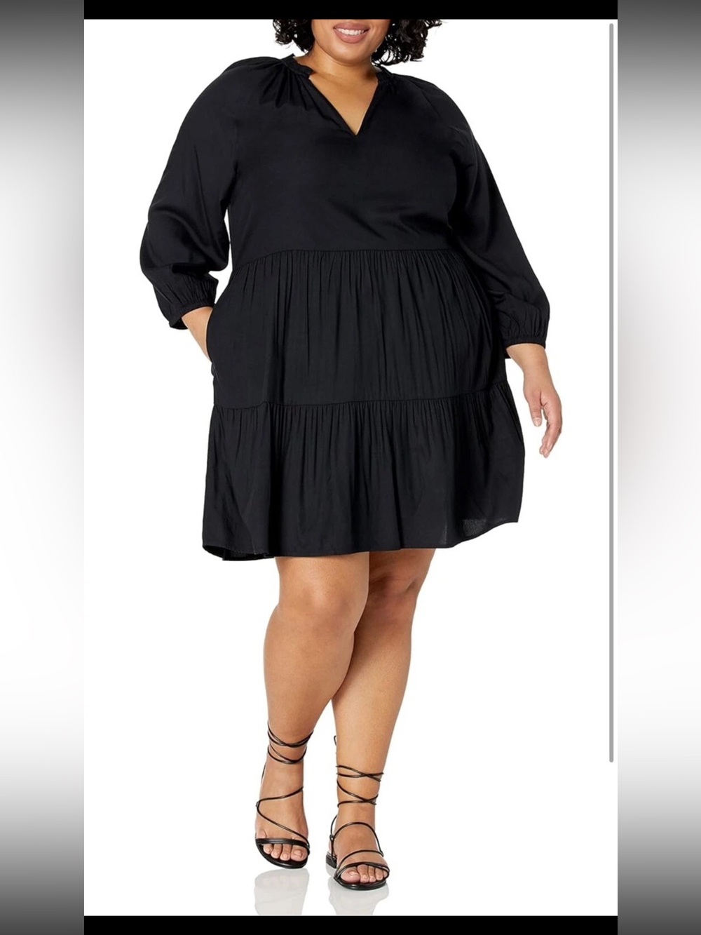 Caralynmirand The Drop Black Ruffle Neck Tiered Mini Dress size 2XL